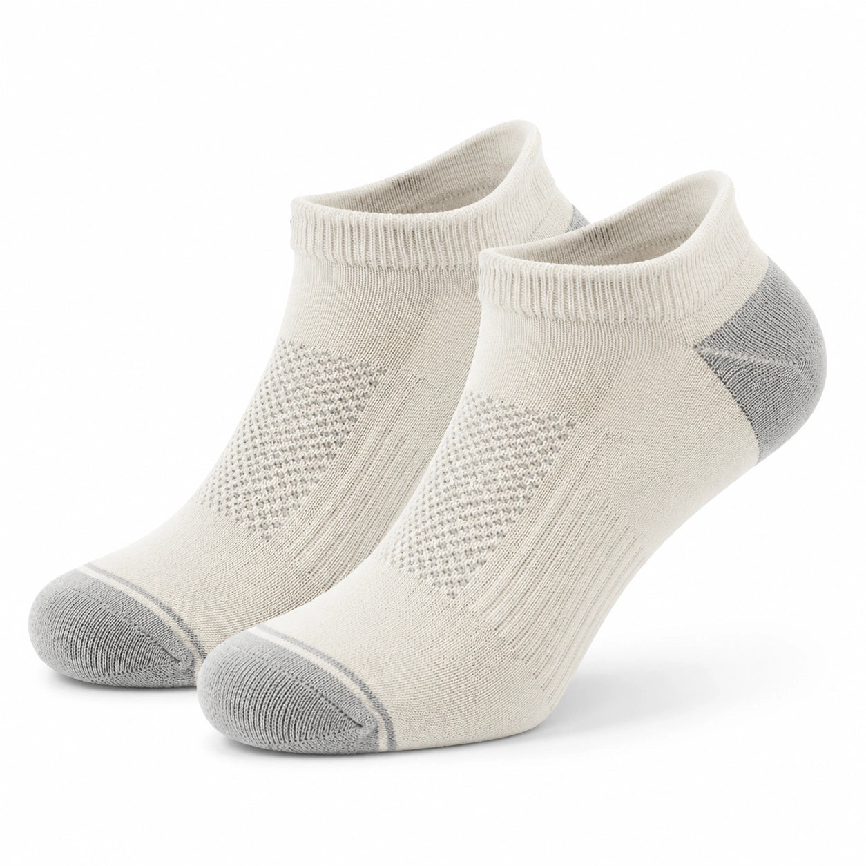 Chaussettes basses 39-42 en maille textile écru et gris pour sport