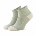 Chaussettes courtes 43-46 en maille textile vert sauge et crème - respirantes style sport