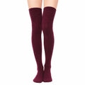 Chaussettes cuissardes taille 35-38 en maille bordeaux à torsades style hivernal