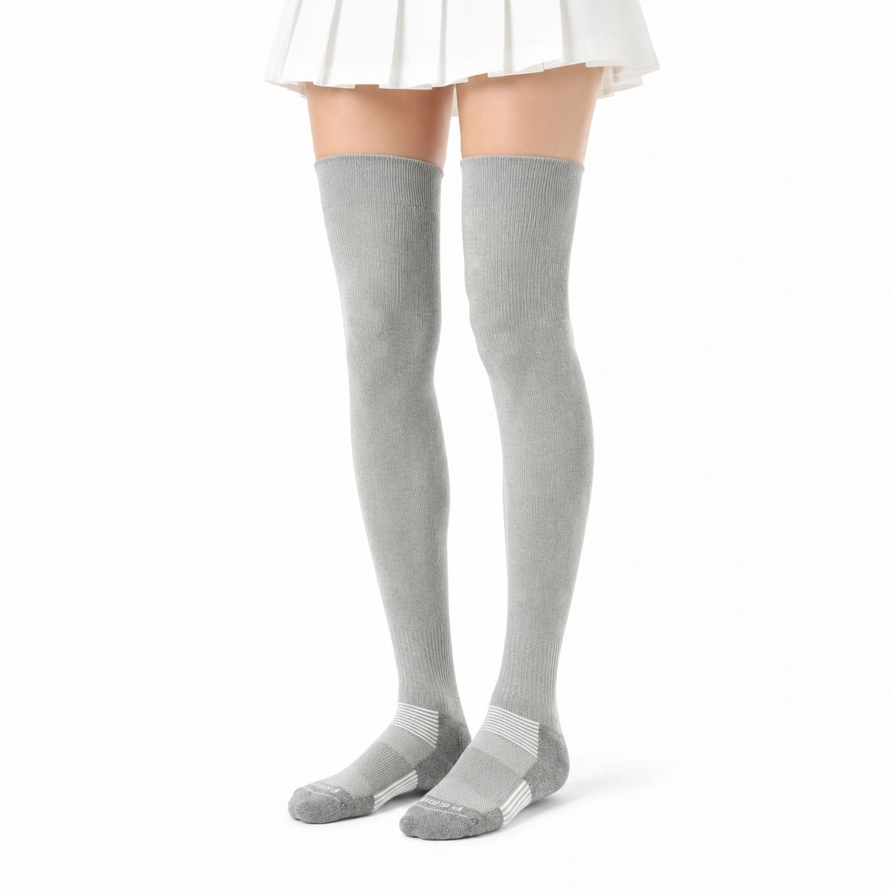 Chaussettes hautes 35-38 gris clair en maille côtelée style quotidien