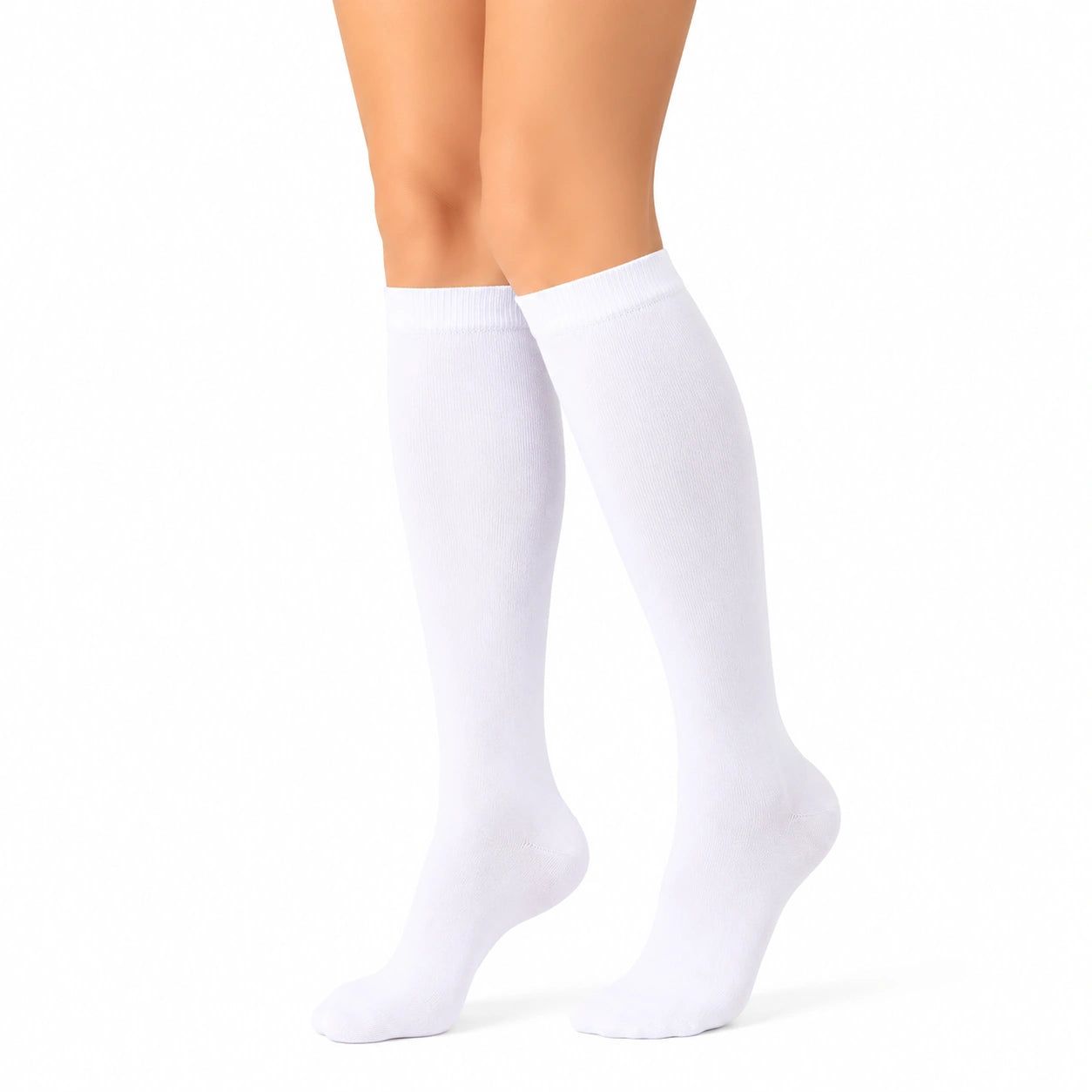 Chaussettes montantes 35-38 blanches en maille textile unie style sport