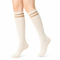 Chaussettes hautes 39-42 écru beige en maille côtelée style sportif