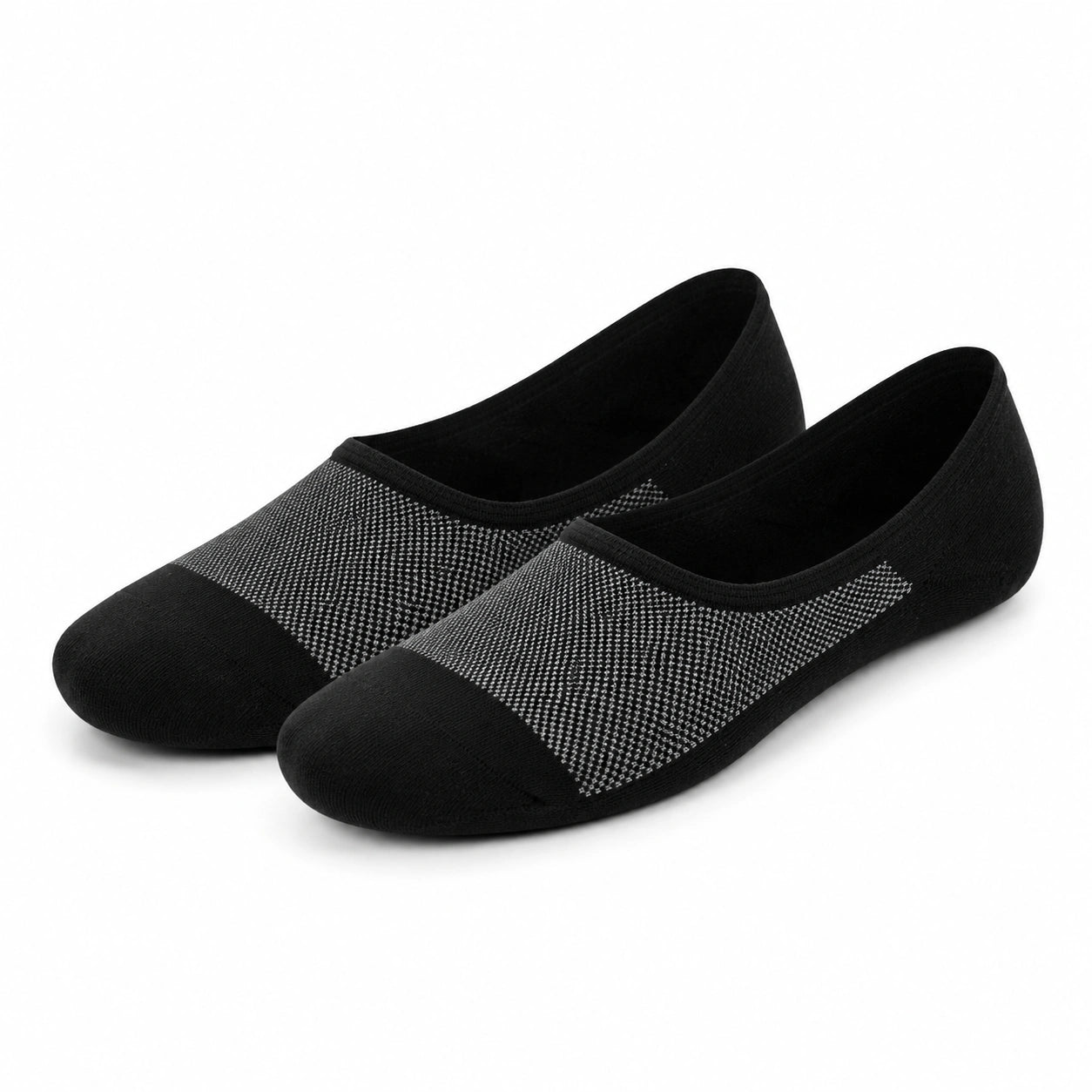 Chaussettes invisibles 35-38 en textile noir et gris - maille extensible pour chaussures basses