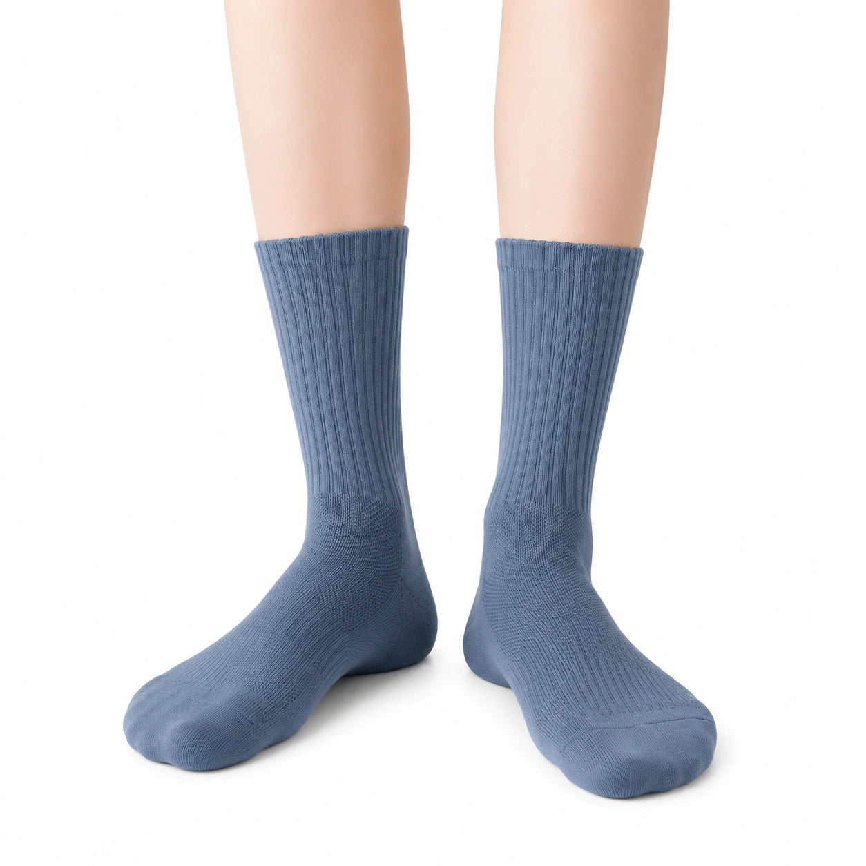 Chaussettes mi-mollet 39-42 en maille bleu gris côtelées pour usage quotidien