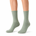 Chaussettes mi-mollet 39-42 en maille vert sauge côtelées pour usage quotidien