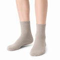 Chaussettes mi-mollet 39-42 en maille beige côtelées