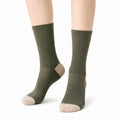 Chaussettes mi-mollet 43-46 en maille côtelée vert kaki et beige style quotidien